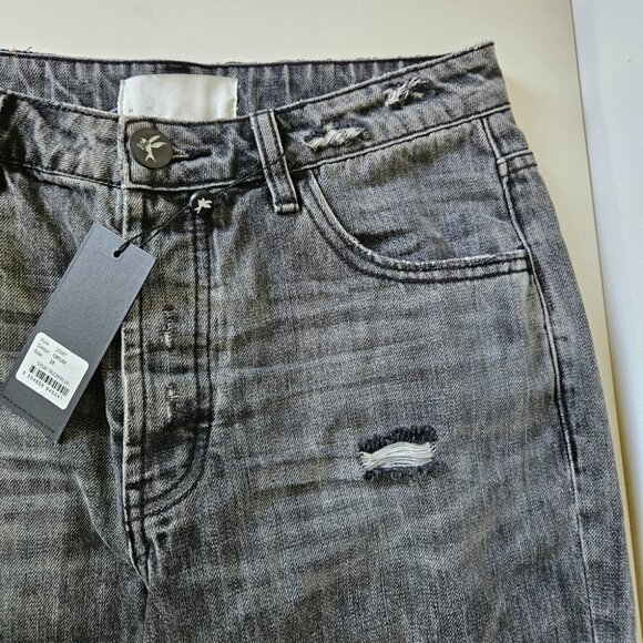 NWT ONE TEASPOON Truckers Mid Rise Straight Leg Women's 26 Opium Grey Distressed - Picture 9 of 15